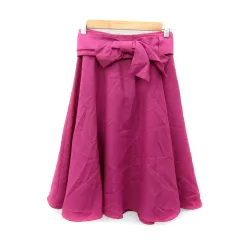 アプワイザーリッシェ Apuweiser-riche フレアスカート ミモレ丈 無地 ベルト付き 2 ピンク /SY16