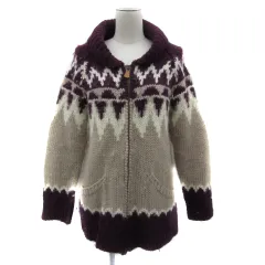 アングリッド UNGRID ニットブルゾンジャケット ミドル丈 ショールカラー フェアアイル柄 ジップアップ F マルチカラー 紫 パープル /YS25