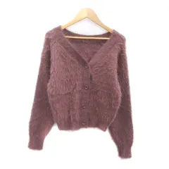 リゼクシー RESEXXY シャギーニットカーディガン Vネック ショート丈 F 茶色 ブラウン /HO25