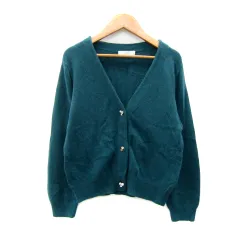 エニィスィス エニシス anySiS ニットカーディガン ミドル丈 Vネック 無地 アンゴラ混 2 グリーン /SY34