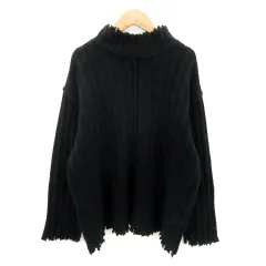 スライ SLY ニット セーター 長袖 ハイネック 無地 オーバーサイズ ウール F 黒 ブラック /SY37