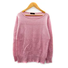 コムサイズム COMME CA ISM ニット セーター 長袖 ラウンドネック 無地 モヘヤ混 F ピンク /SY23