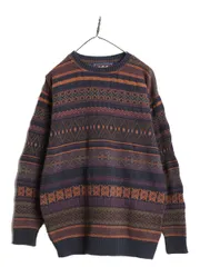 【お得なクーポン配布中!】 80s USA製 チャップス ラルフローレン デザイン ニット セーター メンズ L / ポロ ヴィンテージ コットン フェアアイル 総柄 3D 立体編み