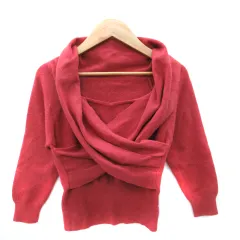 リリーブラウン Lily Brown ニット セーター 七分袖 カシュクール F 赤 レッド /SM6