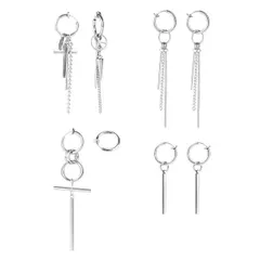 Color:4ペア 4ペア イヤリング メンズ イヤーカフ フェイクピアスメンズ ピアス 穴なしフープイヤリング レディース ノンホールピアス 両耳セット人気 韓国 earring 揺れるイヤリング 金属アレルギー対応 収納ポーチ付き ユニセックス