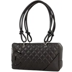 シャネル CHANEL カンボンライン ボウリングバッグ ココマーク ミニボストン マトラッセ ショルダーバッグ レザー ブラウン A25171 レディース 【中古】