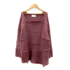 スナイデル SNIDEL ニット セーター 長袖 スクエアネック フリンジ オーバーサイズ ウール混 F ピンク /SY1