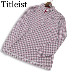 Titleist タイトリスト ゴルフ 通年 ロゴ刺繍★ 長袖 ボタンダウン チェック ポロシャツ Sz.M メンズ