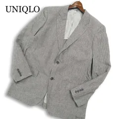 UNIQLO ユニクロ 春夏 背抜き★ 麻 プレミアム リネン100％ 千鳥 テーラード ジャケット Sz.XL メンズ 大きいサイズ