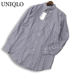 【新品 未使用】 UNIQLO ユニクロ 通年★ ファインクロス チェック 長袖 ボタンダウン シャツ Sz.M メンズ