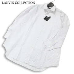 新品★ LANVIN COLLECTION ランバン コレクション 麻 リネン混 ストライプ 長袖 シャツ Sz.43-80　メンズ 大きいサイズのサムネイル