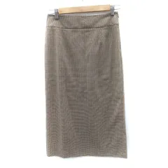 ミラオーウェン Mila Owen タイトスカート ロング丈 千鳥格子柄 ウール混 1 茶 ブラウン /SM23