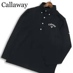 Callaway キャロウェイ ゴルフ 通年 ロゴ刺繍★ ボーダー 長袖 ボタンダウン ポロシャツ Sz.M メンズ