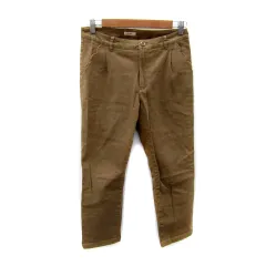 ハウピア haupia クロップドパンツ 七分丈 無地 リボン 38 M 茶 ブラウン /SY14