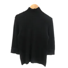 ジョルジュ・レッシュ GEORGES RECＨ ニット カットソー 七分袖 ハイネック 38 M 黒 ブラック /YK19
