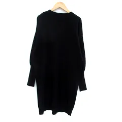 ビームスハート BEAMS HEART ニットワンピース クルーネック 長袖 ミニ丈 黒 ブラック /HO35