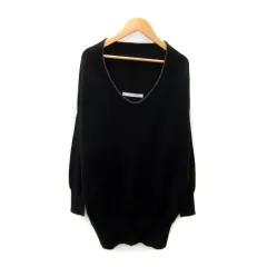 スピック&スパン Spick&Span ニット カットソー 長袖 Uネック 無地 黒 ブラック /SY19