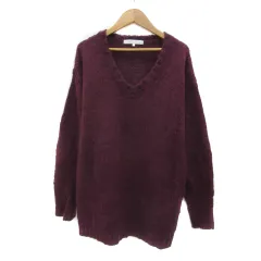マーキュリーデュオ MERCURYDUO ニット セーター 長袖 Vネック 無地 モヘヤ混 F ボルドー /YS4