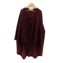 レイカズン Ray cassin カットソー Vネック 長袖 ロング丈 無地 F ボルドー /HO34