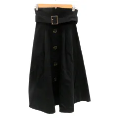 リリーブラウン Lily Brown フレアスカート ロング丈 ベルト付き F 黒 ブラック /HO7