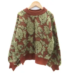 ムルーア MURUA ニット セーター 長袖 花柄 F マルチカラー 茶 ブラウン カーキ /SM1