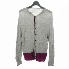 ワイズ Y's ニット セーター カーディガン 2 グレー/ワインレッド