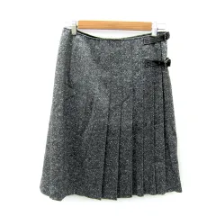 ミッシェルクラン MICHEL KLEIN プリーツスカート ミモレ丈 シルク混 40 L グレー /SY21