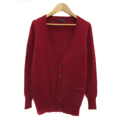 グリーンレーベルリラクシング ユナイテッドアローズ green label relaxing ニットカーディガン ミドル丈 Vネック 無地 38 M 赤 レッド /YS6