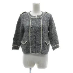 トラッゾドンナ Torrazzo Donna ニットジャケット ノーカラージャケット ショート丈 レース グレー ゴールド色 /YS12