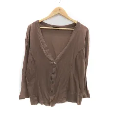 ズッカ zucca カーディガン Vネック ミドル丈 無地 M 茶色 ブラウン /HO32