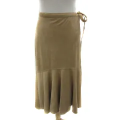 ザラ ベーシック ZARA BASIC ラップスカート フレアスカート マキシ丈 ロング丈 リボン スエード調 M ベージュ /YS2