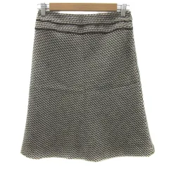 23区 オンワード樫山 フレアスカート ひざ丈 総柄 38 M 茶 ブラウン 白 ホワイト /YS3