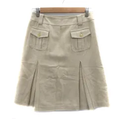 アンタイトル UNTITLED ボックスプリーツスカート ひざ丈 シルク混 2 ベージュ /YK14