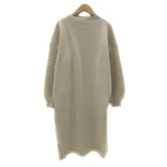 アズールバイマウジー AZUL by moussy ニットワンピース ロング丈 長袖 ハイネック 無地 M ライトベージュ /YS3