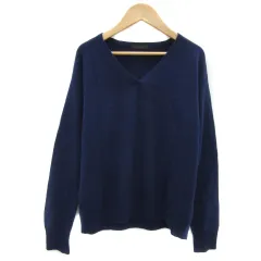 ケーティー キヨコ タカセ  K.T KIYOKO TAKASE ニット カットソー 長袖 Vネック 無地 9 紺 ネイビー /YS33
