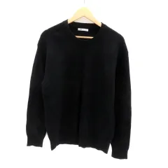 ザラ ZARA ニット セーター クルーネック 長袖 無地 L 黒 ブラック /HO44