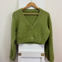 クロップド ライトグリーン カーディガン