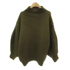 エモダ EMODA ニット セーター 長袖 ハイネック 無地 オーバーサイズ F カーキ /YS2