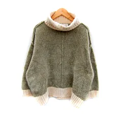 ロユタ Loytaa ニット セーター 長袖 オフタートルネック 無地 オーバーサイズ F カーキ 白 /SY13