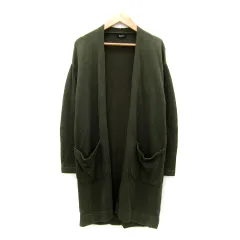 ボッシュ BOSCH ニットカーディガン ロング丈 前開き 無地 38 M カーキ /SY3