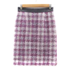 アプワイザーリッシェ Apuweiser-riche タイトスカート ひざ丈 ツイード 2 M マルチカラー 紫 パープル /HO15