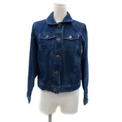 フィント Fi.n.t Fint デニムジャケット Gジャン ジージャン ラウンドカラー ショート丈 F 紺 ネイビー /HO32