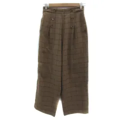 ドレスキップ DRESKIP ワイドパンツ アンクル丈 グラフチェック柄 M 茶 ブラウン /YS23