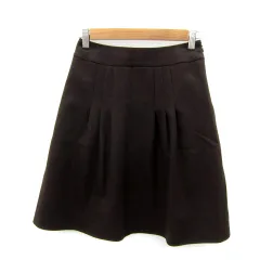 エフデ ef-de フレアスカート ひざ丈 無地 7 茶 ブラウン /SY18