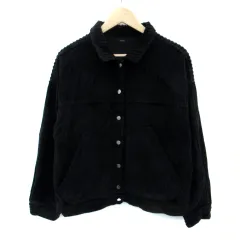 エモダ EMODA ステンカラージャケット ミドル丈 コーデュロイ F 黒 ブラック /SM2