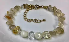 神の使い水晶【白蛇】彫り癒マザーオブパール健康シトリンのブレスレット16cm新品