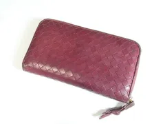 BOTTEGA VENETA  ボッテガヴェネタ イントレチャート ラウンドジップ 小銭入れ付き長財布 ダークレッド