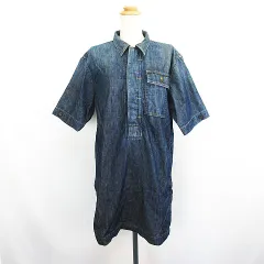 ポロ ラルフローレン POLO RALPH LAUREN デニム ワンピース チュニック 五分袖 ひざ丈 衿付き M インディゴ ※EKM