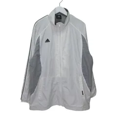 アディダス adidas CLIMA365 長袖 トラックジャケット ウインドブレーカー ロゴ XOサイズ ホワイト グレー a546 0115