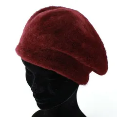 ベレー帽 帽子 レディース 小ぶり ショートファー ベレー 秋冬 レディースファッション ワイン 【MB】